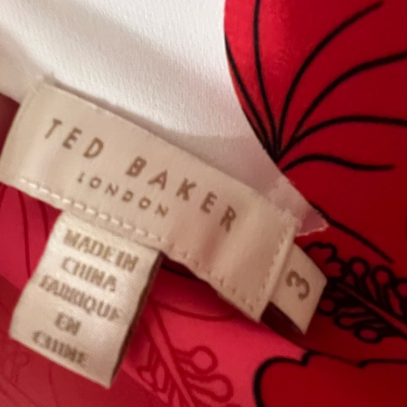 Ted Baker Happiness Scollop Neck Cami. Neon Pink with Red Floral - Picture 7 of 9